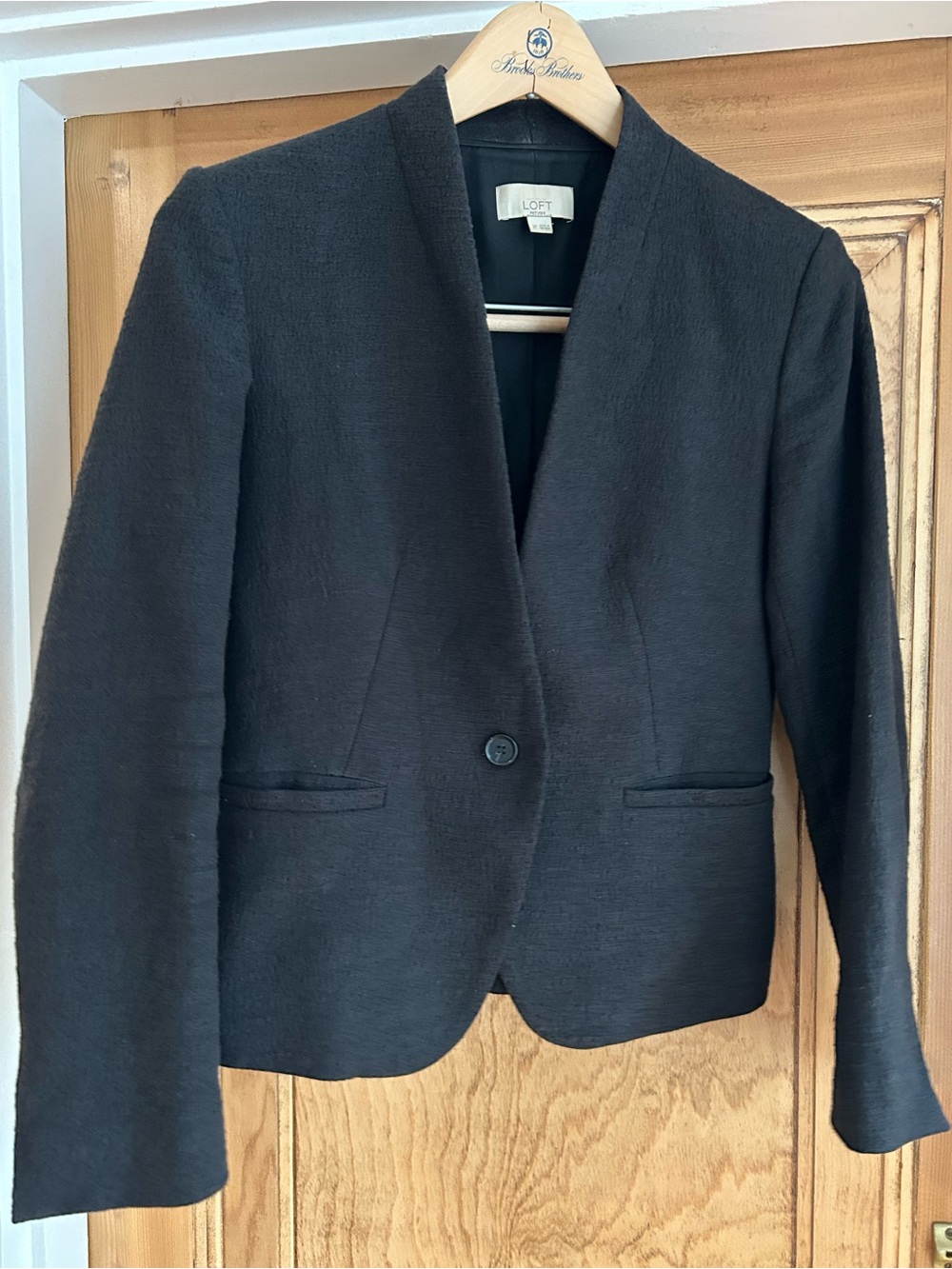 LOFT Black Single-Button Open-Front Blazer